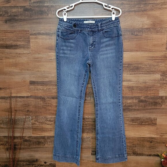 Vtg Tommy Hilfiger Jeans Size 8 Trouser Bootcut Mid Rise Medium Wash Denim Y2K - Picture 1 of 11